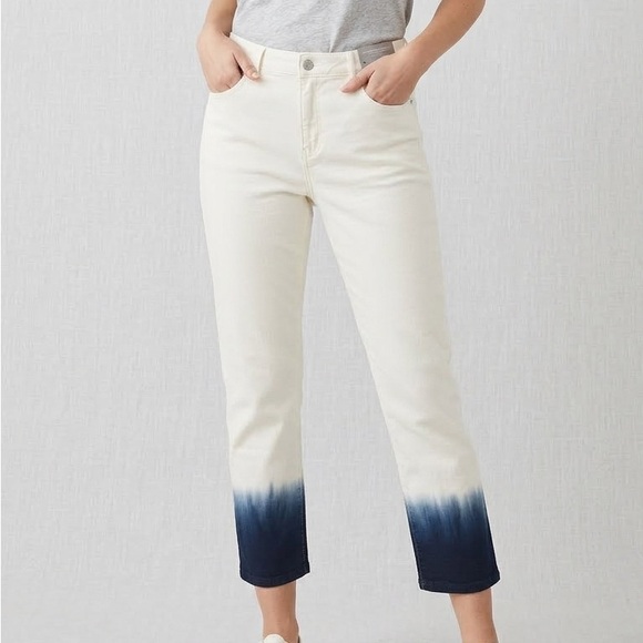 Chico's Denim - Chico's Cream and Blue Ankle Jeans